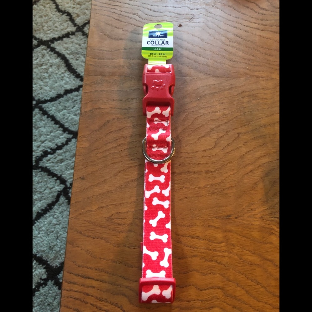 Red&White dog bone collar